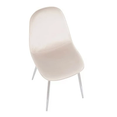 Set of 2 Pebble Contemporary Dining Chair Chrome/Cream - LumiSource 8 Set of 2 Pebble Contemporary Dining Chair Chrome/Cream - LumiSource - Image 6