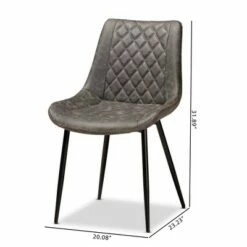 Set of 2 Loire Faux Leather Upholstered Dining Chair Gray/Black - Baxton Studio -Dining Chairs And Benches Official Shop unnamed file 5685