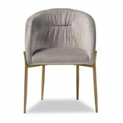 Ballard Velvet Fabric Upholstered Metal Dining Chair - Baxton Studio Gray/gold