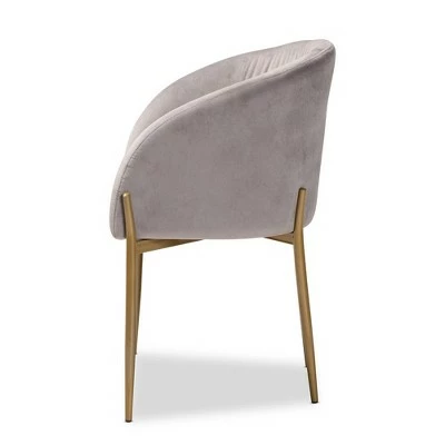 Ballard Velvet Fabric Upholstered Metal Dining Chair - Baxton Studio Gray/gold 4 Ballard Velvet Fabric Upholstered Metal Dining Chair - Baxton Studio Gray/gold - Image 2