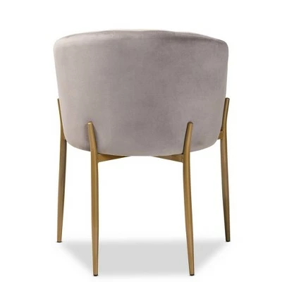 Ballard Velvet Fabric Upholstered Metal Dining Chair - Baxton Studio Gray/gold 5 Ballard Velvet Fabric Upholstered Metal Dining Chair - Baxton Studio Gray/gold - Image 3