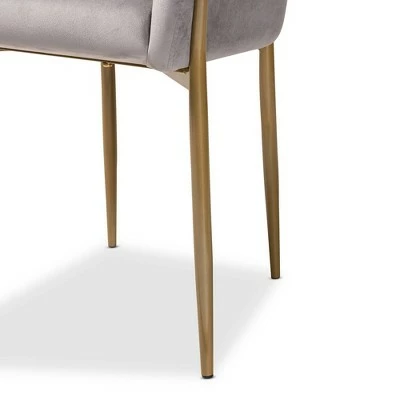 Ballard Velvet Fabric Upholstered Metal Dining Chair - Baxton Studio Gray/gold 7 Ballard Velvet Fabric Upholstered Metal Dining Chair - Baxton Studio Gray/gold - Image 5