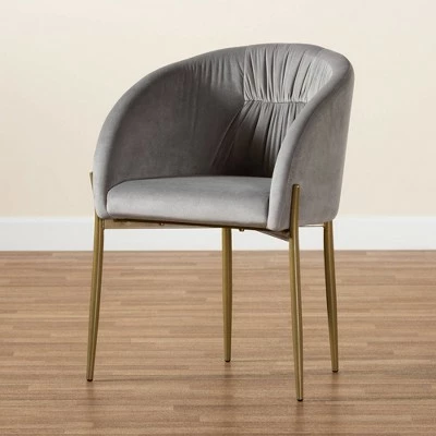 Ballard Velvet Fabric Upholstered Metal Dining Chair - Baxton Studio Gray/gold 10 Ballard Velvet Fabric Upholstered Metal Dining Chair - Baxton Studio Gray/gold - Image 8