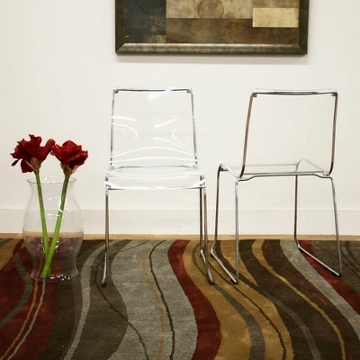 Lino Transparent Acrylic Dining Chair - Clear (Set Of 2) - Baxton Studio 4 Lino Transparent Acrylic Dining Chair - Clear (Set Of 2) - Baxton Studio - Image 2