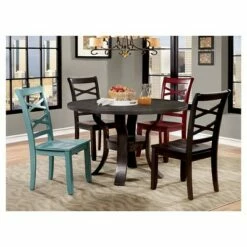 Set of 2 Emery Transitional Cross Back Side Dining Chairs Red/Blue - HOMES: Inside + Out -Dining Chairs And Benches Official Shop unnamed file 5748