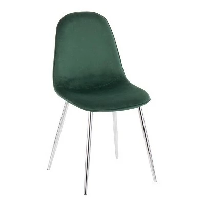 Set of 2 Pebble Contemporary Dining Chairs Chrome/Green - LumiSource 3 Set of 2 Pebble Contemporary Dining Chairs Chrome/Green - LumiSource