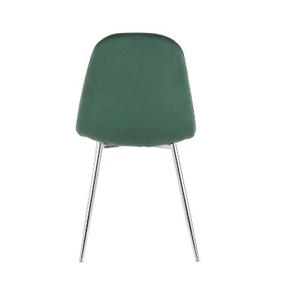 Set of 2 Pebble Contemporary Dining Chairs Chrome/Green - LumiSource 6 Set of 2 Pebble Contemporary Dining Chairs Chrome/Green - LumiSource - Image 4