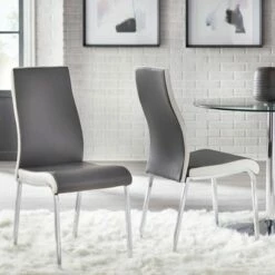 Set of 2 Nora Contemporary Dining Chairs Gray/White - Buylateral
