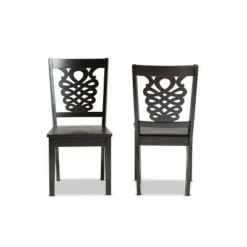2pc Gervais Transitional Wood Dining Chair Set Brown - Baxton Studio