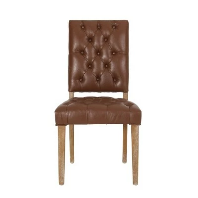 2pk Kessler Contemporary Tufted Dining Chairs - Christopher Knight Home Cognac Brown/natural 3 2pk Kessler Contemporary Tufted Dining Chairs - Christopher Knight Home Cognac Brown/natural