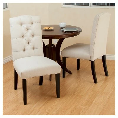 Set of 2 Berlin Tufted Fabric Dining Chair Natural - Christopher Knight Home 5 Set of 2 Berlin Tufted Fabric Dining Chair Natural - Christopher Knight Home - Image 3