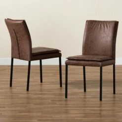 2pc Gerard Distressed Fabric Upholstered and Metal Dining Chair Set Brown/Black - Baxton Studio -Dining Chairs And Benches Official Shop unnamed file 5995