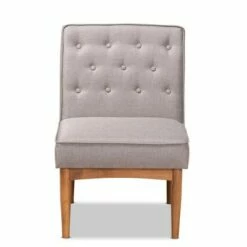 Riordan Fabric Upholstered and Wood Dining Chair Gray/Walnut Brown - Baxton Studio