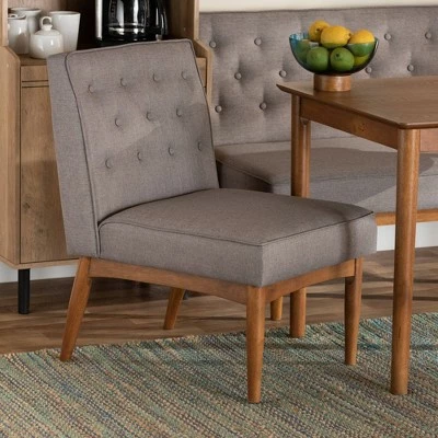 Riordan Fabric Upholstered and Wood Dining Chair Gray/Walnut Brown - Baxton Studio 8 Riordan Fabric Upholstered and Wood Dining Chair Gray/Walnut Brown - Baxton Studio - Image 6