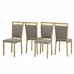 Set of 4 Devoe Metal Upholstered Dining Chairs - Inspire Q Gray Faux Leather -Dining Chairs And Benches Official Shop unnamed file 6031