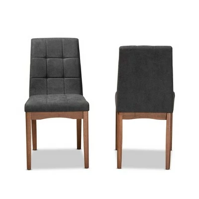 2pc Tara Fabric Upholstered and Wood Dining Chair Set - Baxton Studio Light Gray/walnut Brown 3 2pc Tara Fabric Upholstered and Wood Dining Chair Set - Baxton Studio Light Gray/walnut Brown