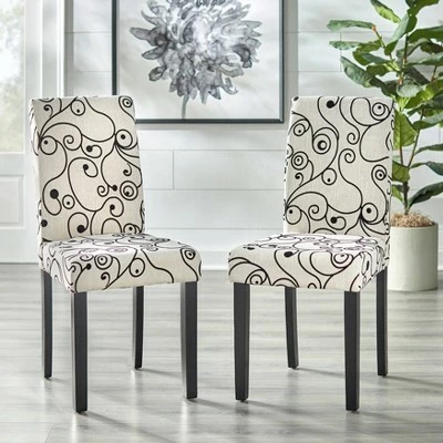 Set of 2 Elly Sophia Parson Dining Chairs Cream/Black - Buylateral 3 Set of 2 Elly Sophia Parson Dining Chairs Cream/Black - Buylateral