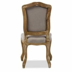 Chateauneuf French Weathered Oak Finish Fabric Upholstered Dining Side Chair Beige - Baxton Studio