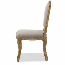 Chateauneuf French Weathered Oak Finish Fabric Upholstered Dining Side Chair Beige - Baxton Studio -Dining Chairs And Benches Official Shop unnamed file 6108