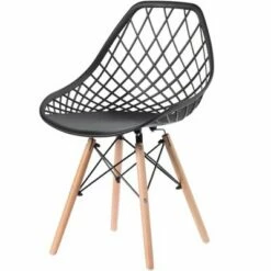 Fabulaxe Mid-Century Modern Style Plastic DSW Shell Dining Chair with Lattice Back and Wooden Dowel Eiffel Legs -Dining Chairs And Benches Official Shop unnamed file 6160