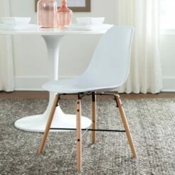 Set of 4 18" Plastic Molded Mid-Century Modern Dining Chairs & Beechwood Legs with Wire Accent White - OFM -Dining Chairs And Benches Official Shop unnamed file 6176