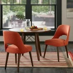 Ink+Ivy Set of 2 Nola Dining Chair Orange/Dark Brown
