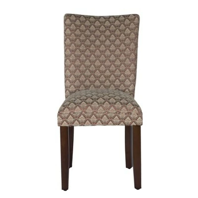 Wooden Parson Dining Chair with Damask Pattern Fabric Upholstery Brown - Benzara 3 Wooden Parson Dining Chair with Damask Pattern Fabric Upholstery Brown - Benzara