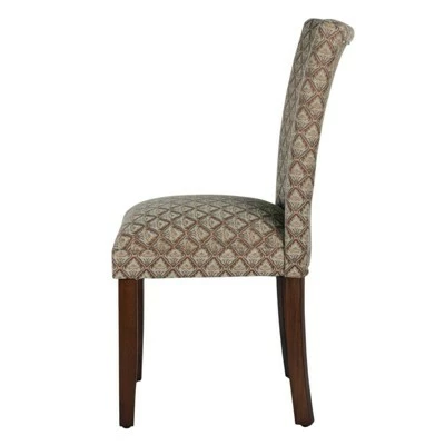 Wooden Parson Dining Chair with Damask Pattern Fabric Upholstery Brown - Benzara 4 Wooden Parson Dining Chair with Damask Pattern Fabric Upholstery Brown - Benzara - Image 2