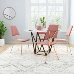 Set of 2 Cecilia Dining Chairs Pink/Gold - ZM Home -Dining Chairs And Benches Official Shop unnamed file 6346