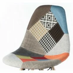 Fabulaxe Mid-Century Modern Upholstered Plastic Multicolor Fabric Patchwork DSW Shell Dining Chair with Wooden Dowel Eiffel Legs -Dining Chairs And Benches Official Shop unnamed file 6362