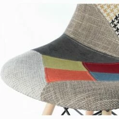 Fabulaxe Mid-Century Modern Upholstered Plastic Multicolor Fabric Patchwork DSW Shell Dining Chair with Wooden Dowel Eiffel Legs -Dining Chairs And Benches Official Shop unnamed file 6363