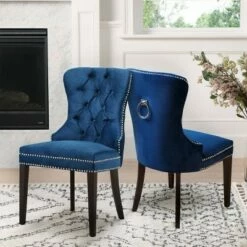 Abbyson Living Monet Tufted Velvet Dining Chair - Abbyson Blue