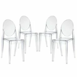 Set of 4 Casper Dining Chairs Clear - Modway