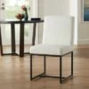 Universal Lighting And Decor Myles Off-White Fabric and Black Metal Dining Chair
