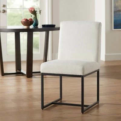 Universal Lighting And Decor Myles Off-White Fabric and Black Metal Dining Chair 3 Universal Lighting And Decor Myles Off-White Fabric and Black Metal Dining Chair
