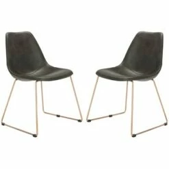 Set of 2 Dorian Mid-Century Modern Leather Dining Chairs - Safavieh Light Brown/brass -Dining Chairs And Benches Official Shop unnamed file 6449