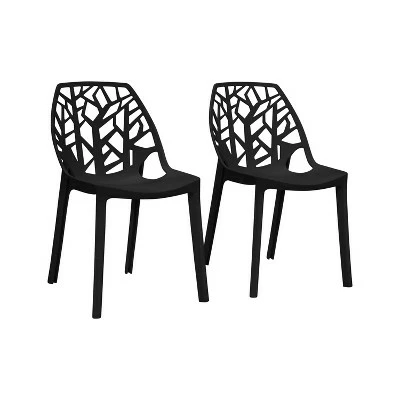 Set of 2 Amir Armless Indoor/Outdoor Modern Dining Chairs - Handy Living White 3 Set of 2 Amir Armless Indoor/Outdoor Modern Dining Chairs - Handy Living White