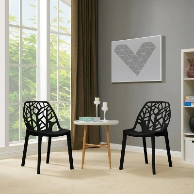 Set of 2 Amir Armless Indoor/Outdoor Modern Dining Chairs - Handy Living White 5 Set of 2 Amir Armless Indoor/Outdoor Modern Dining Chairs - Handy Living White - Image 3