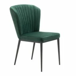 Set of 2 Art Deco Velvet Dining Chairs - ZM Home Green