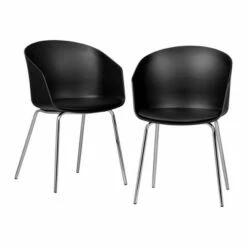 Set of 2 Flam Dining Chairs with Silver Metal Legs - South Shore Black -Dining Chairs And Benches Official Shop unnamed file 6556