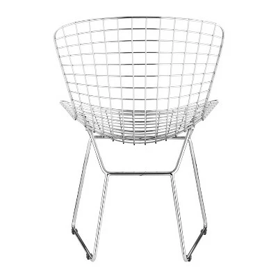 Set of 2 Mid-Century Modern Welded Steel Dining Chair Chrome - ZM Home 6 Set of 2 Mid-Century Modern Welded Steel Dining Chair Chrome - ZM Home - Image 4