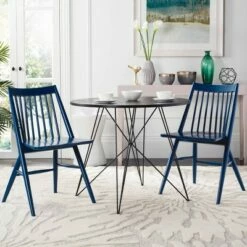 Set of 2 Wren Spindle Dining Chairs Navy - Safavieh