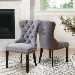 Monet Tufted Velvet Dining Chair Gray - Abbyson Living