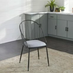Olivia & May Fabric and Metal Dining Chair Black - Olivia & May