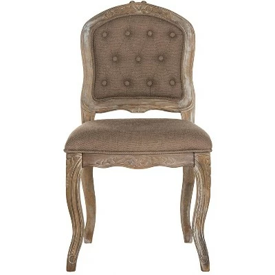 Eloise 20''H French Leg Dining Chair (Set of 2) - Dark Brown/Rustic Oak - Safavieh 4 Eloise 20''H French Leg Dining Chair (Set of 2) - Dark Brown/Rustic Oak - Safavieh - Image 2