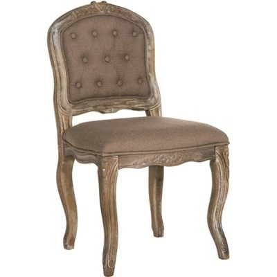 Eloise 20''H French Leg Dining Chair (Set of 2) - Dark Brown/Rustic Oak - Safavieh 5 Eloise 20''H French Leg Dining Chair (Set of 2) - Dark Brown/Rustic Oak - Safavieh - Image 3