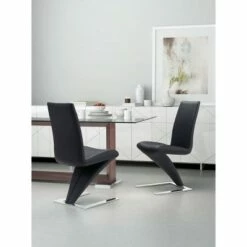 Set of 2 Modern Stainless Steel Cantilever Design Dining Chair Black - ZM Home -Dining Chairs And Benches Official Shop unnamed file 6857