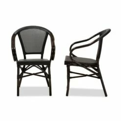 Set Of 2 Artus Indoor and Outdoor Stackable Bistro Dining Chairs - Baxton Studio Gray