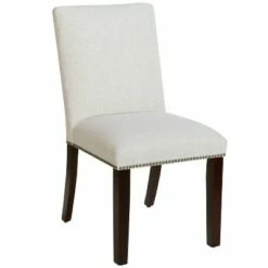 Nail Button Dining Chair in Linen Cream - Skyline Furniture