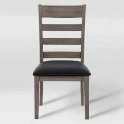 Set of 2 New York Wood Dining Chairs Washed Gray - CorLiving